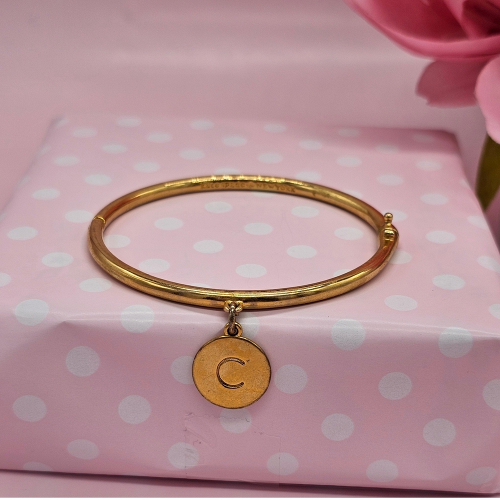 kate spade gold initial C charm bangle bracelet